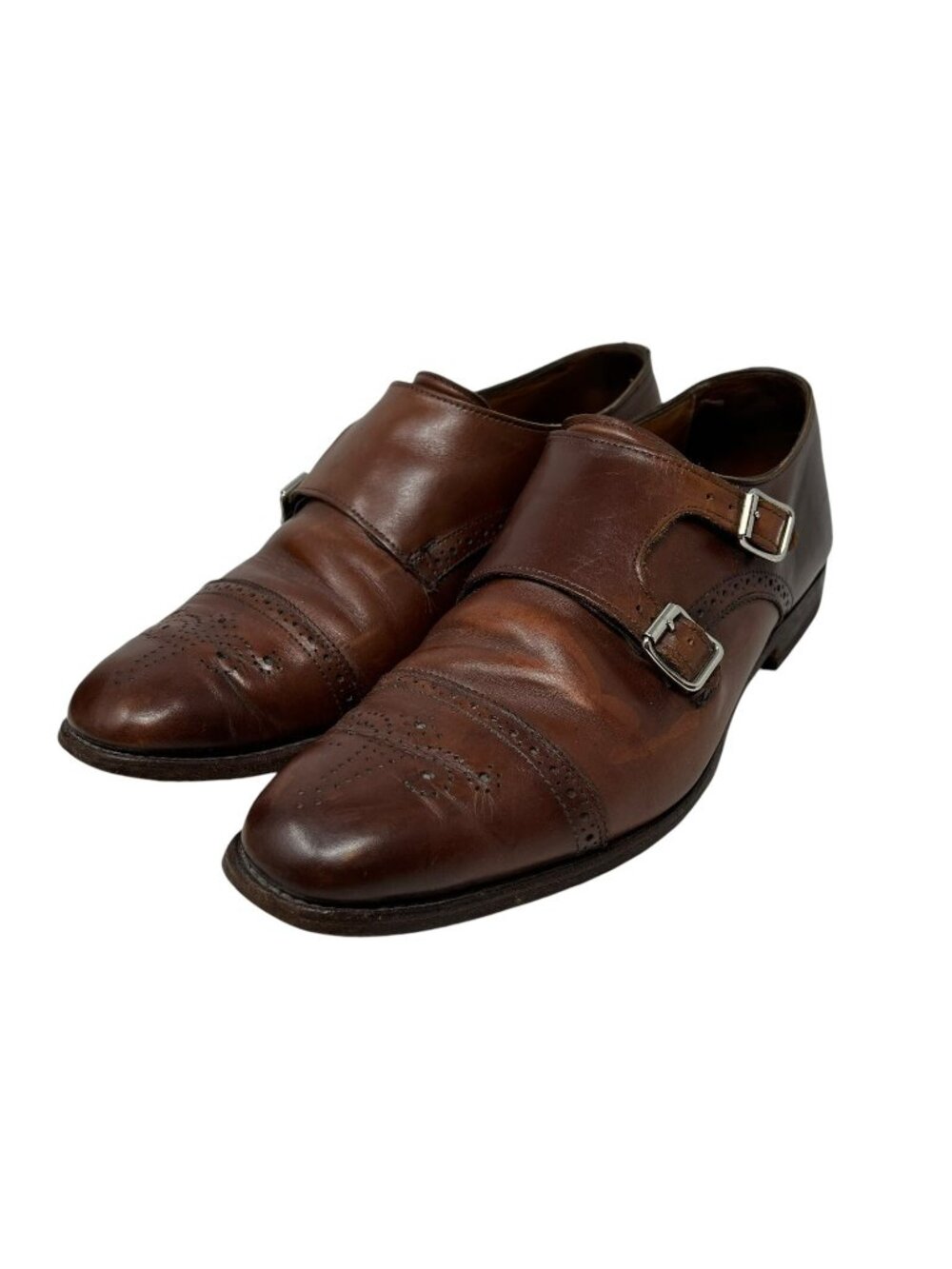 Allen Edmonds St. John's Brown Leather Double Monk Strap Dress Shoes Mens 10.5 E